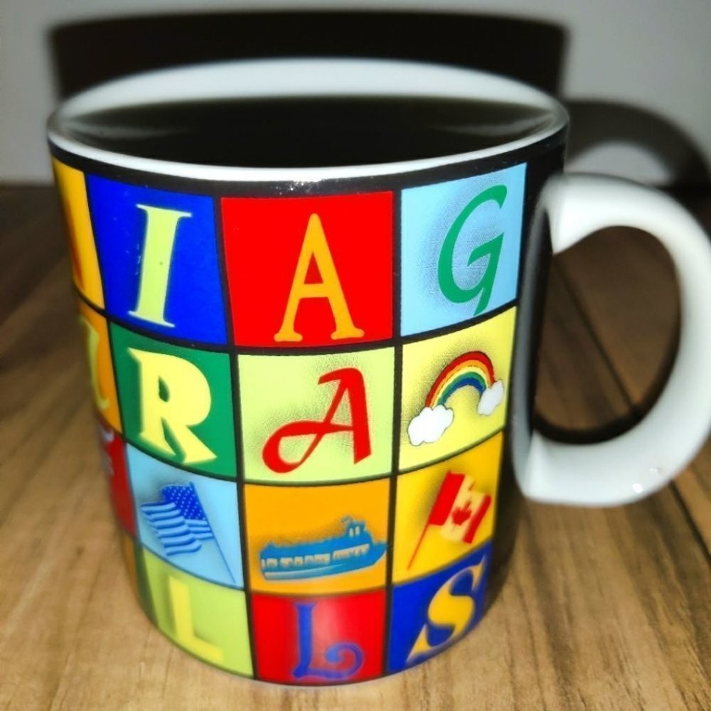 Souvenir Coffee Mug Cup Alphabet Block Lettering Multi-Color